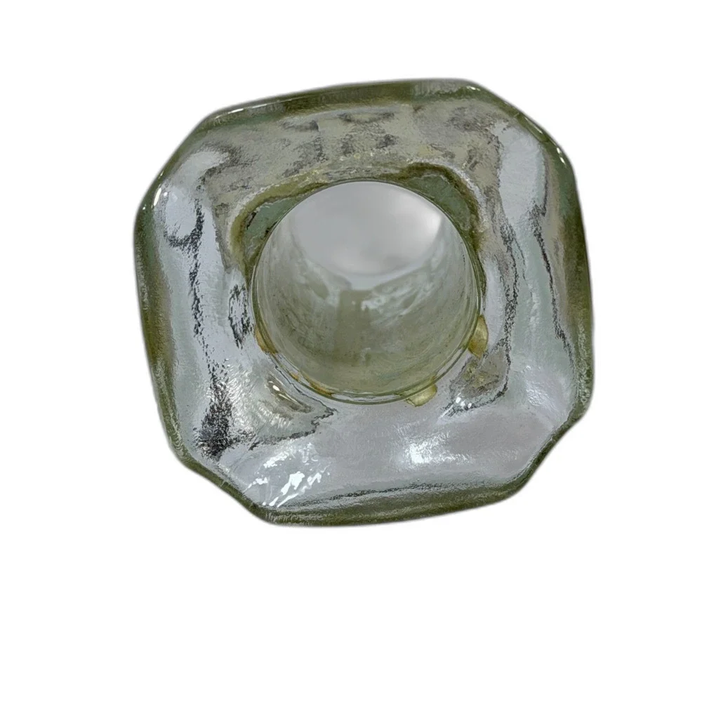 VTG Handblown Glass Decanter Cork Stopper Grecian Foil Dimpled Odyssey Clear